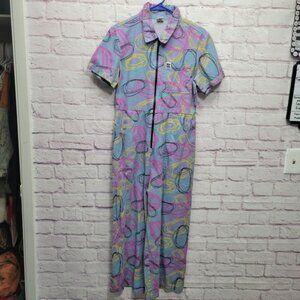 Lucy & Yak Scribbled Floral Ragan Jumpsuit Size 8 Boilersuit Organic Cotton